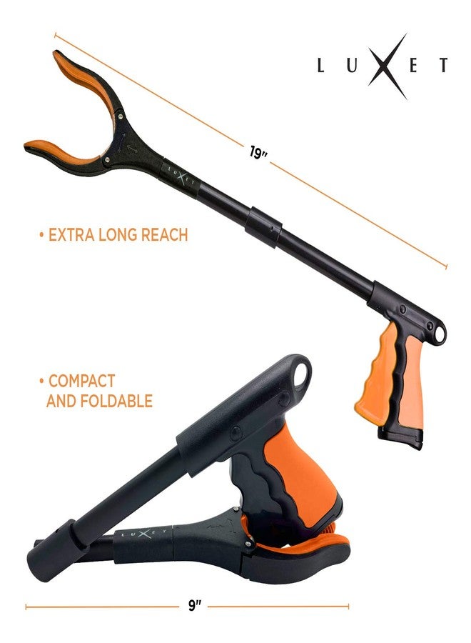 Luxet Grabber Reacher Tool 19 Inch Long, Foldable Pick Up Stick - Strong Grip Magnetic Tip - Heavy Duty Trash Picker Claw Reacher Grabber Tool Elderly Wheelchair Mobility Aid (Orange) - Image 4